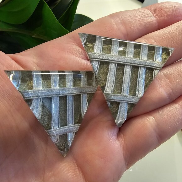 Vintage Lot of 80s/90s Geometric Clip-on Earrings - Picture 7 of 12